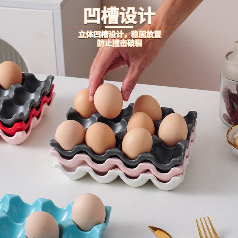 Creative kitchen supplies egg grid egg rack household ceramic tableware supplies egg tray egg grid Amazon