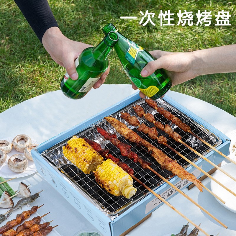 Trendy Disposable Barbecue Grill Skewers Outdoor Portable Picnic Camping Small Home Barbecue Grill Plate