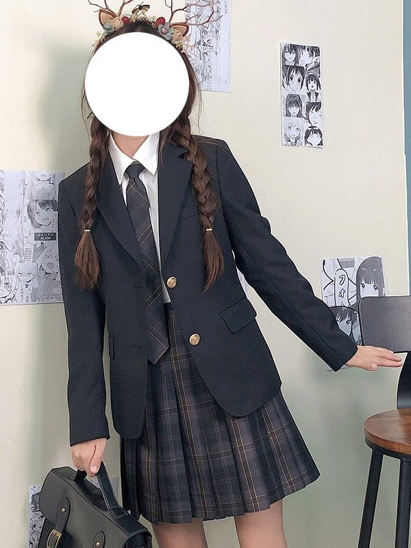 Suit JK Uniform Long Suit Suit Autumn and Winter Preppy Style Black Outwear Female Student Class Uniform School Uniform Japanese Style Style Style