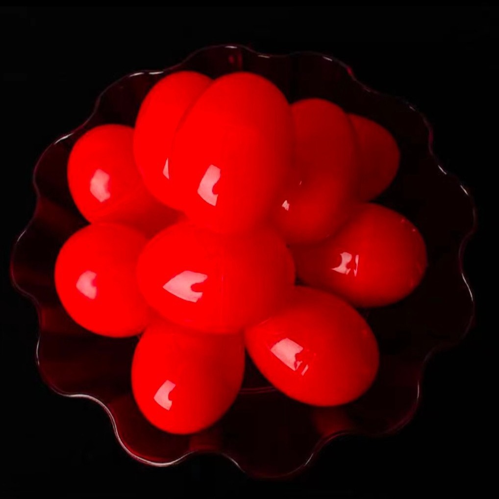 Оптовые свадебные принадлежности праздничные двойные счастья красные яичные скорлупы для рождения ребенка день рождения полнолуние пластиковая коллекция яичной скорлупы