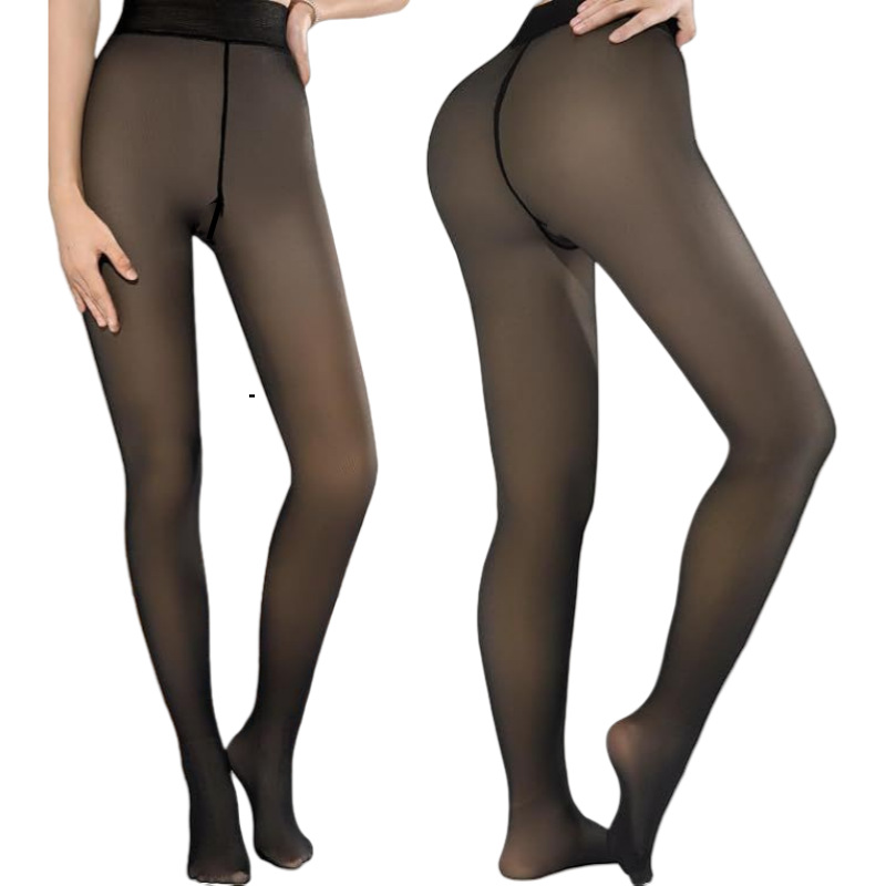 Cross-border Special for Fake Meat Extra Large Size One-character Crotch Leggings Warm Women's Bare Legs fleece-lined Thickened Skin-transparent Pantyhose