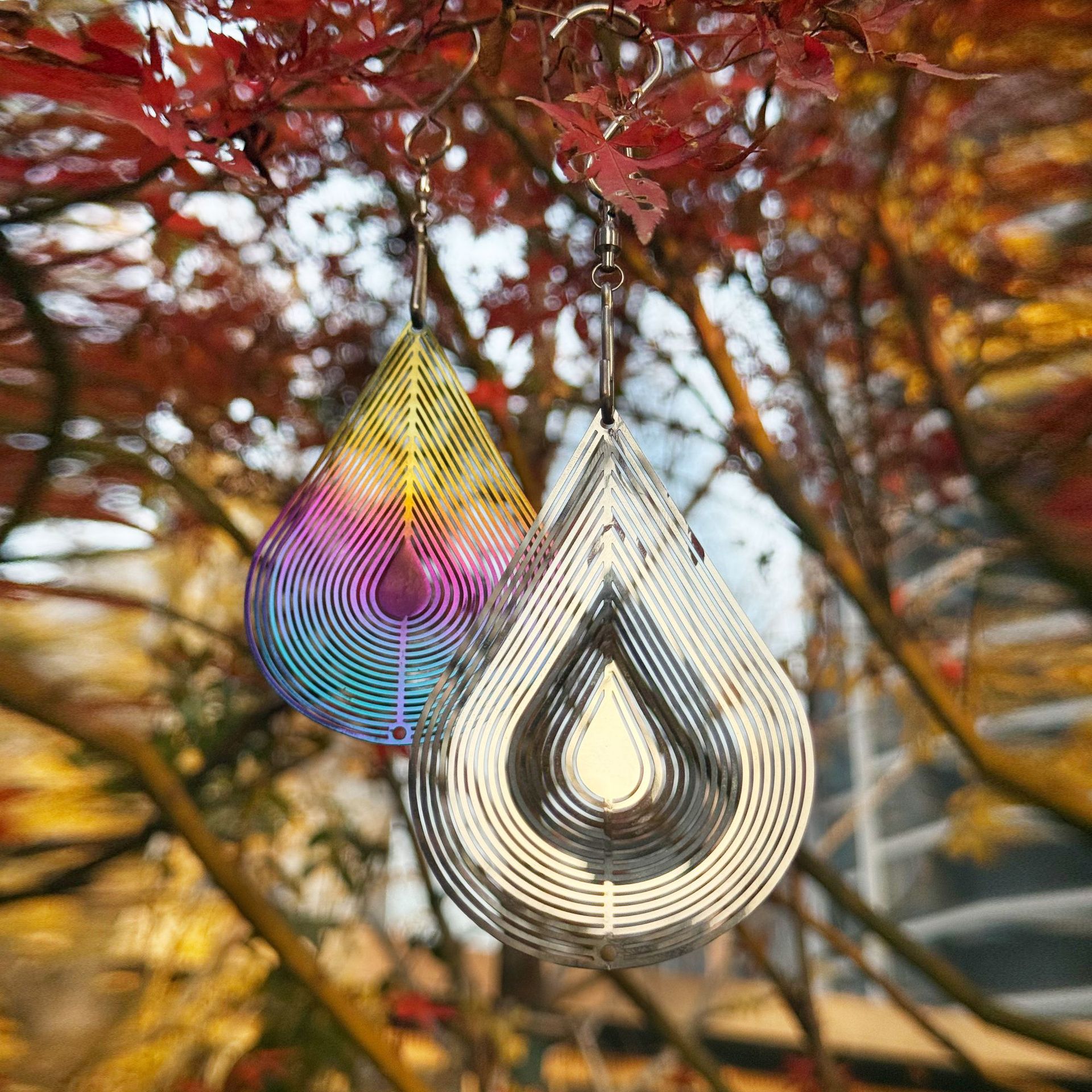 Cross-Border Colorful Collection Stainless Steel Mandala Bearing Rotating Wind Chime Butterfly Home Decoration Wall Hanging Ornament