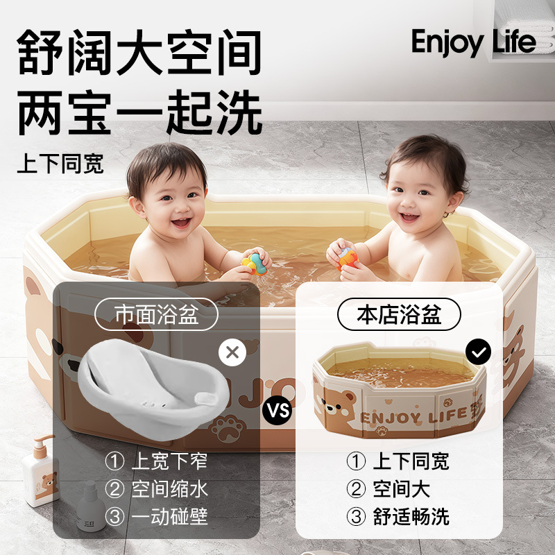 Baby Bathtub, Kidsren's Bath Bucket, Foldableing Household Baby Bath Tub, Sitting and Lying Bath Bucket, Large Swimming Bucket