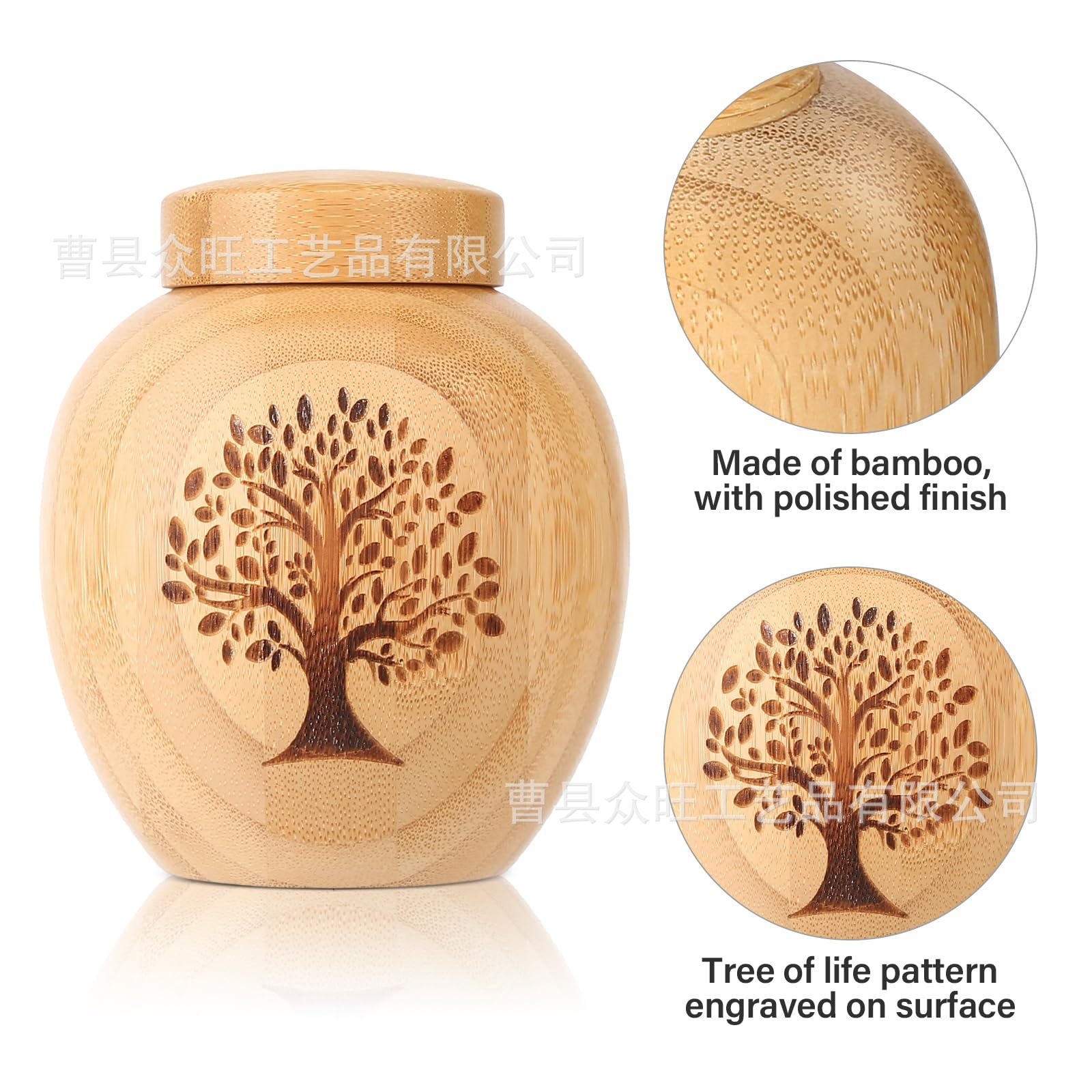 Bamboo Pet Urn Small Animal Memorial Hair Urn Kitten Puppy Funeral Cremation Box Coffin Box