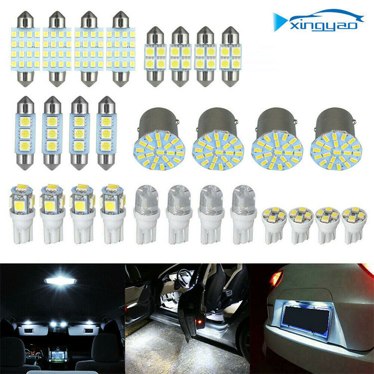 Комплект автомобильных светодиодов 28 предметов, T10, индикатор, ширина лампы, двойная точечная лампа для чтения, лампа для номера, внутренняя лампа