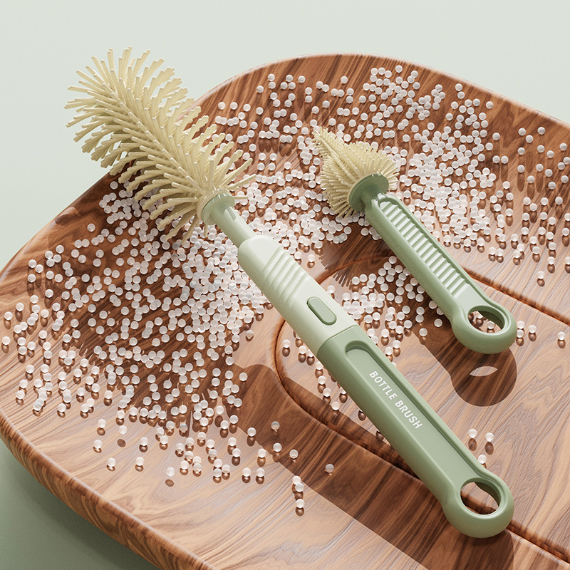 Cross-border silicone bottle brush suit travel portable nipple brush draining rack straw brush gap brush combination