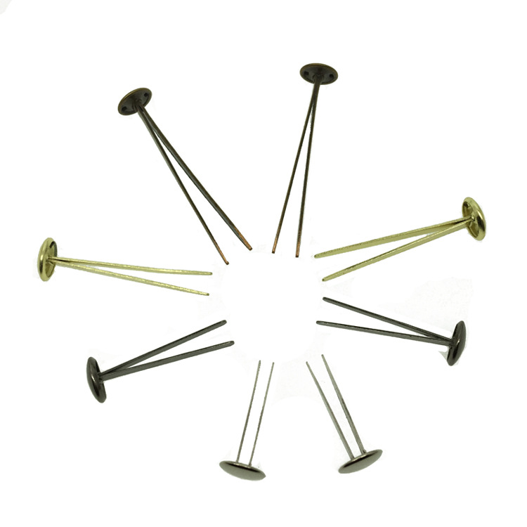 Multi-size thickened long two-legged nails for binding fabric samples with round head and split feet