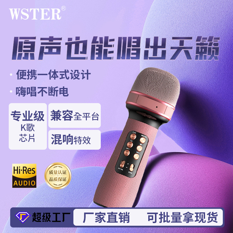 Беспроводной микрофон и динамик с интегрированным микрофоном для универсального караоке, портативный ручной KTV