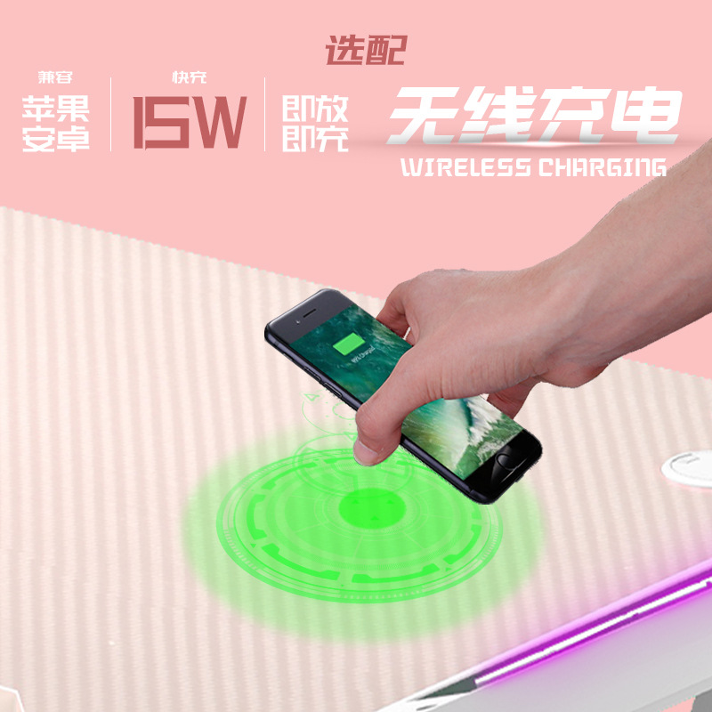 Manufacturer Cross-Border Internet Cafe E-Sports Rgb Game Table Internet Cafe Home Computer Table Pink Carbon Fiber Computer E-Sports Table