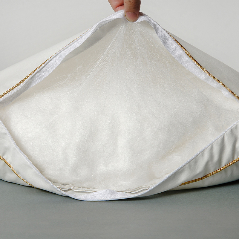 100% Silk Pillow, Pure Cotton Rectangular Neck Protection Pillow, Soft Sleeping Pillow for Children, Real Silk Mulberry Silk Pillow Core, Low and High Pillow