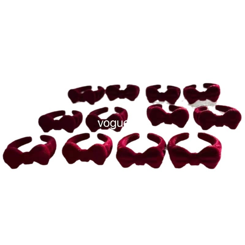 Cute Girly Velvet Ring Vintage Flocking Bow Open Ring French Sweet Autumn and Winter Internet Celebrant Explosions