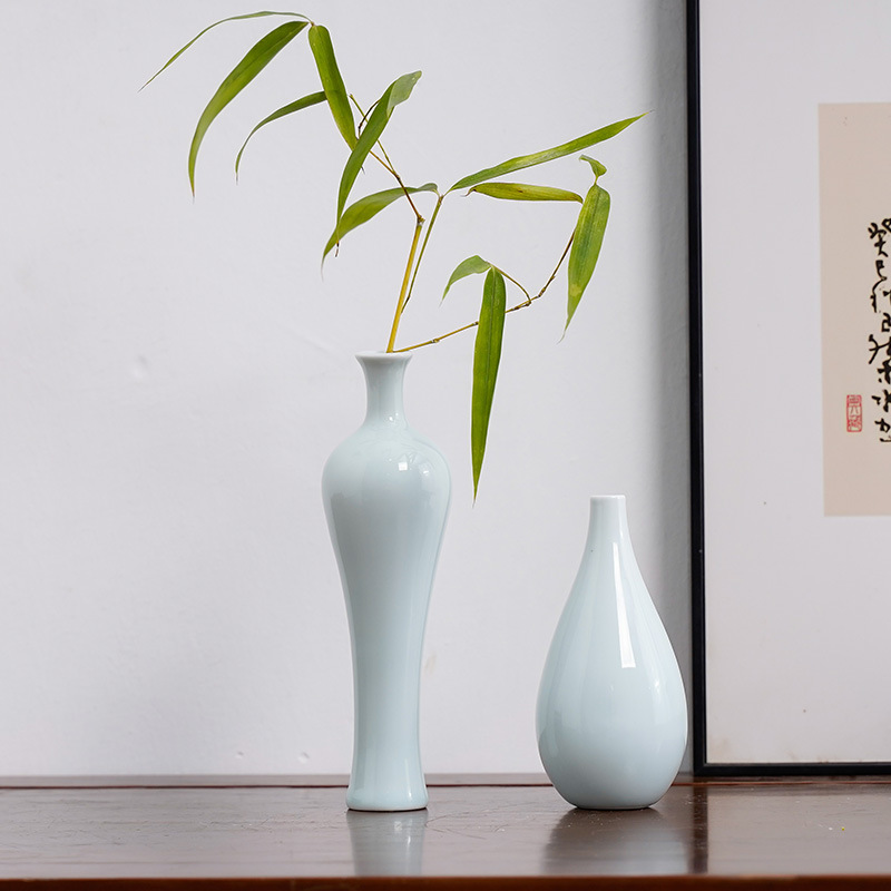 ретро керамическая ваза для цветов Цзиндэчжэнь, ручная работа, тень целадона, фарфоровая антикварная ваза для небольших цветочных композиций, домашний декор