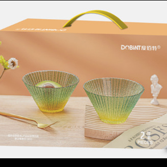 Набор из двух предметов Dubaite, стеклянная чашка и миска, градиентный цвет, подарок для ювелирного мероприятия