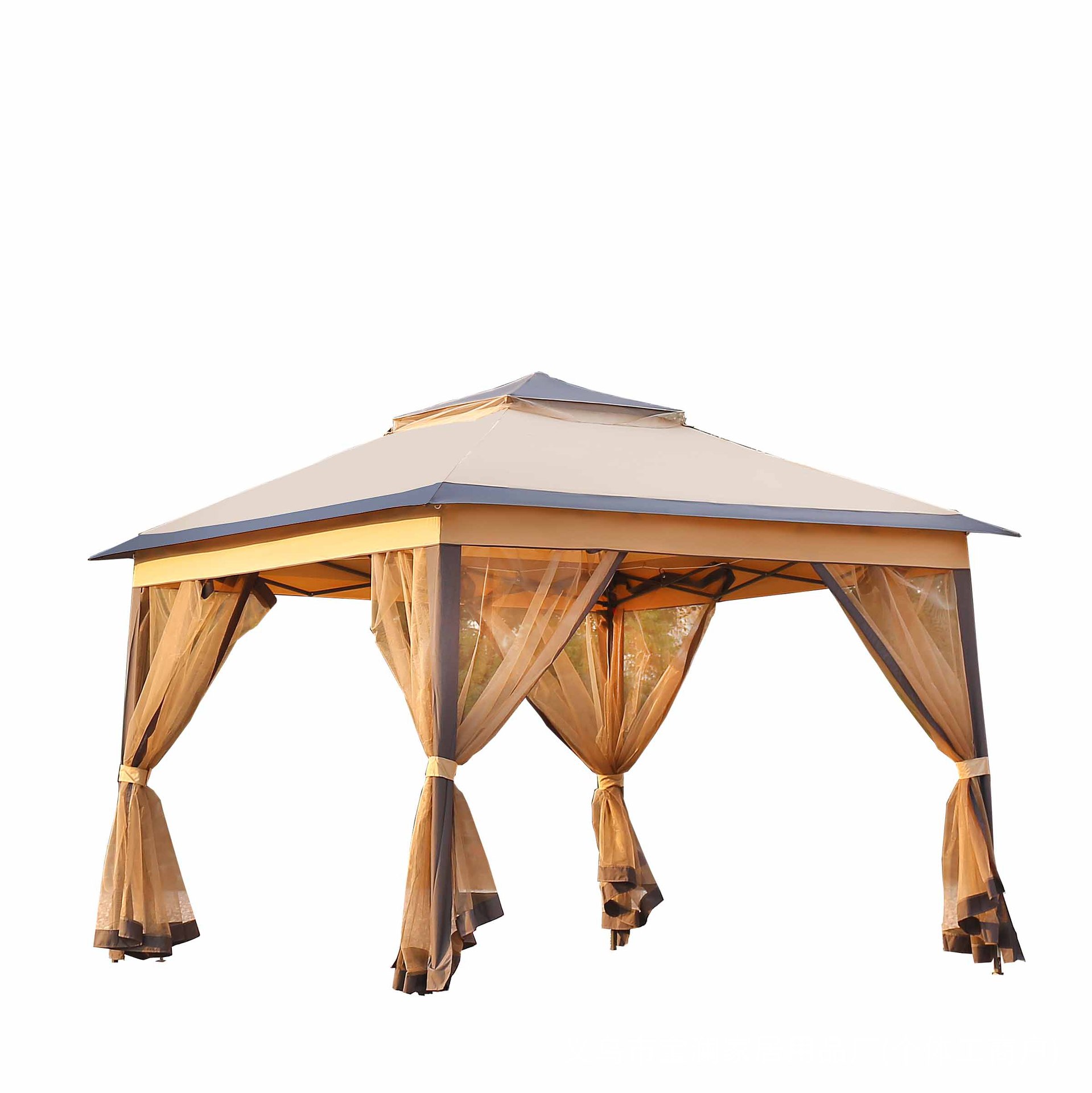 Outdoor courtyard four corners eaves folding canopy 3.3*3.3m leisure pavilion tent rainproof sunscreen mosquito yurt
