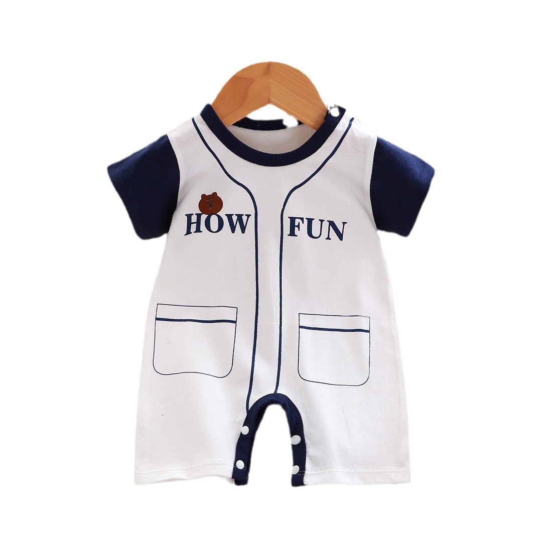 New summer clothing newborn baby cotton short-sleeved thin Open-end romper baby one-piece romper