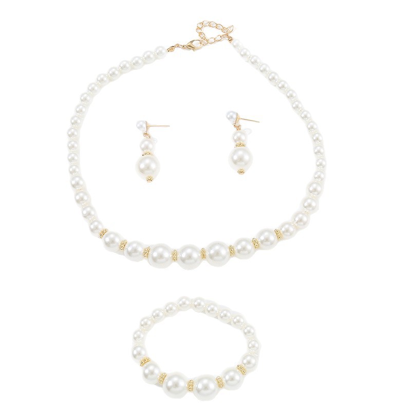 Cute and Sweet Beaded Children's Necklace Imitation Pearl High-End Girl Necklace Set Pearl Jewelry Accessible Luxury