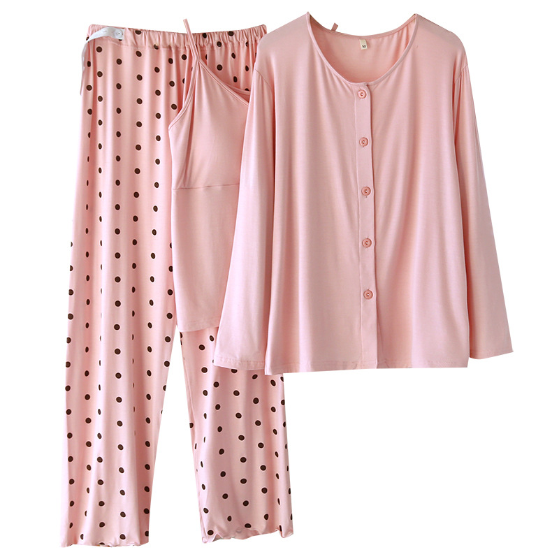 New month clothing spring and summer modal three-piece long sleeve trousers pregnant women nursing pajamas a generation of hair