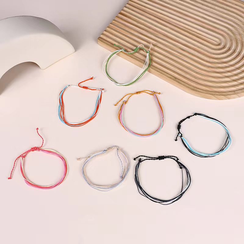 European and American Cross-border Popular Hand Rope Bracelet Jewelry Wholesale Hand-woven Multi-colorful Rope Braid Friendship Bracelet Hot Sale