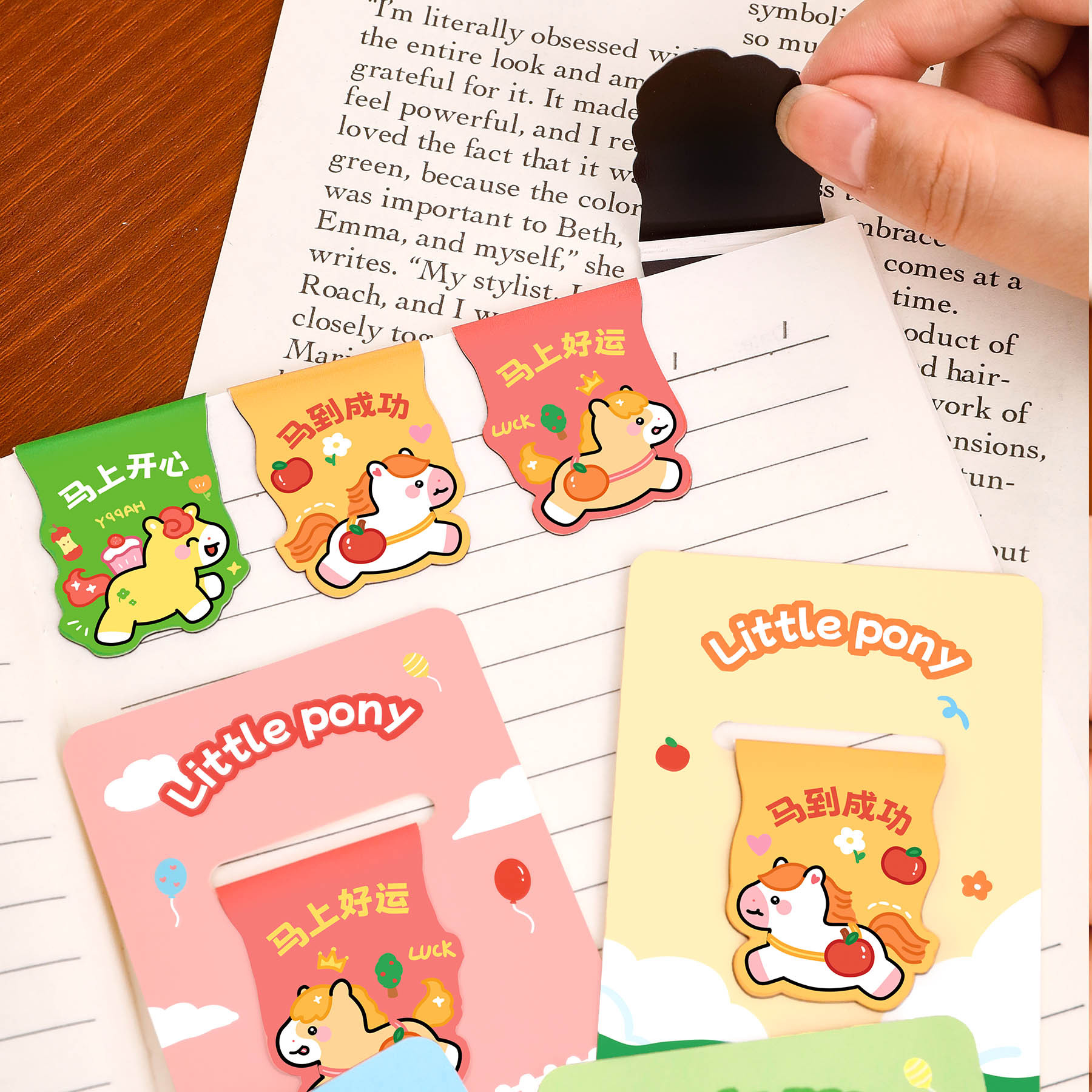 Cute Pony Magnetic Bookmark Student High-Looking Reading Magnet Book Page Clip Cartoon Horse Year Stationery Bookmark Gift