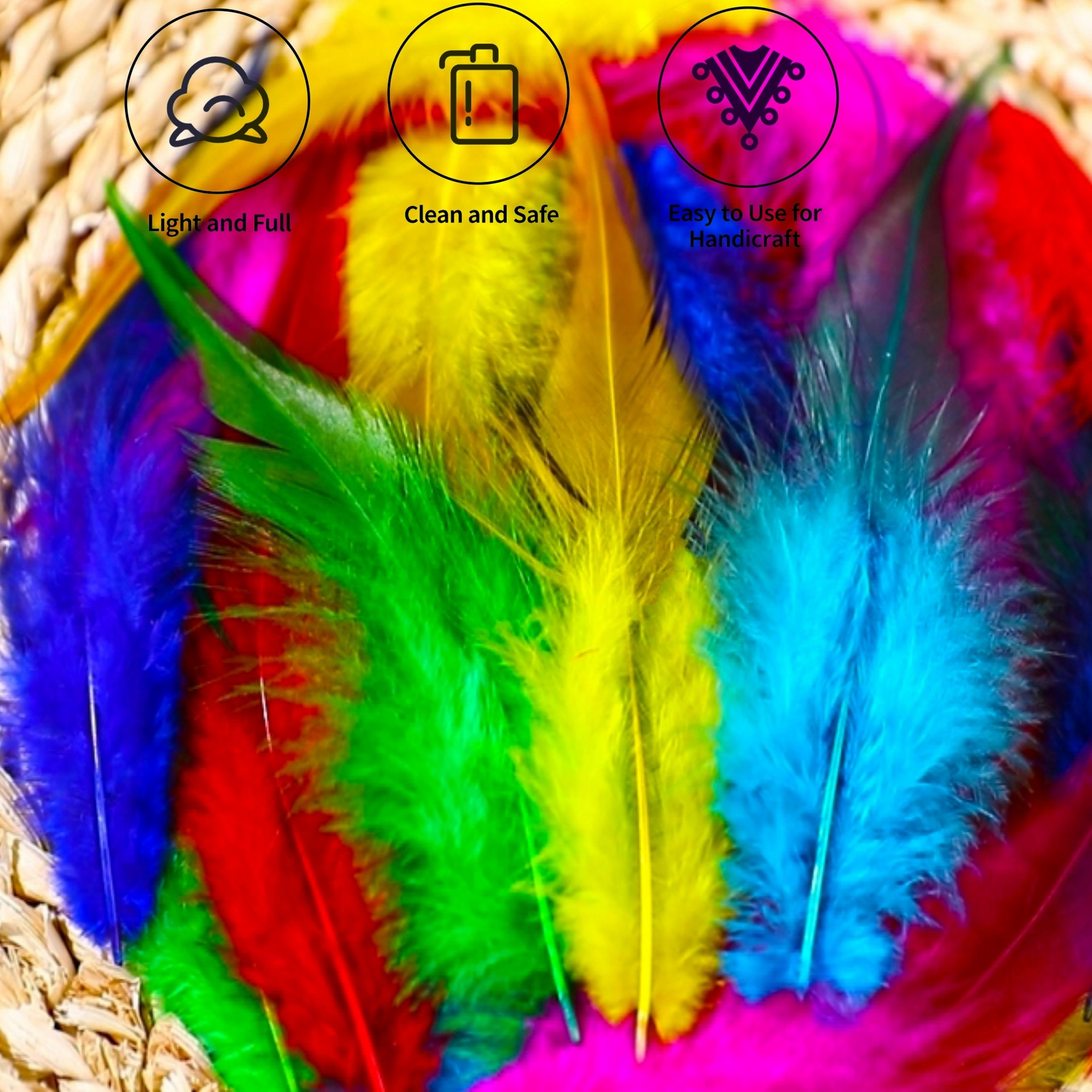 Manufacturer Wholesale DIY Handmade Materials Mask Performance Clothing Accessories Colorfulful Red Tip Chicken Feather Cat Stick Feather