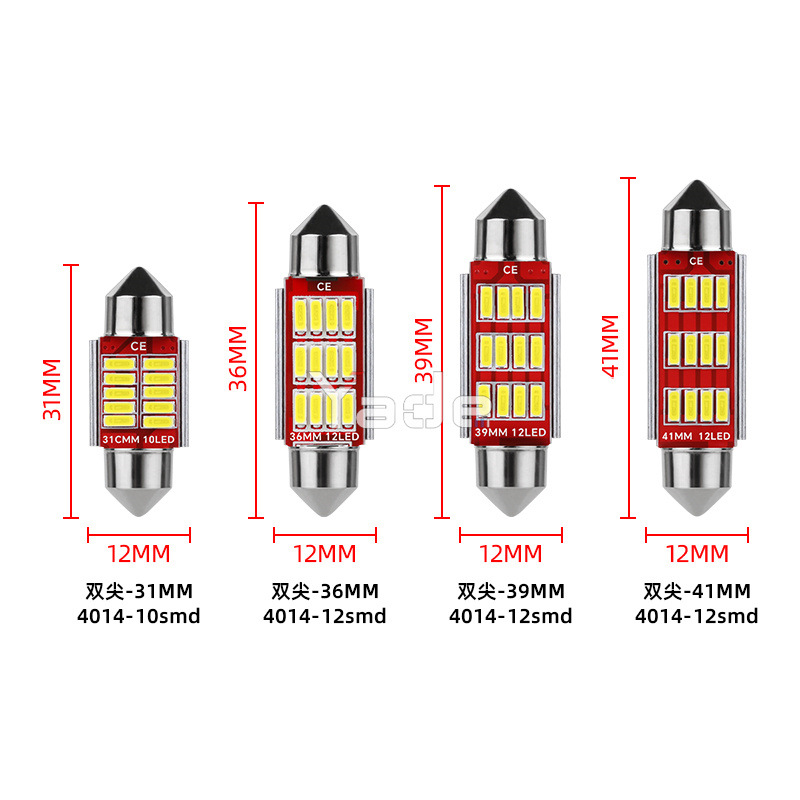 Car led double-tip 4014-12smd indoor roof light license plate light stepless decoding double-tip reading light