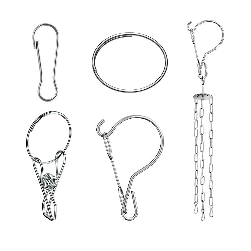 Stainless Steel Sock Rack Ring Circle Sticker Key Ring Gourd Clip Buckle Multi-Clip Clothes Hanger Windproof Hook Accessories