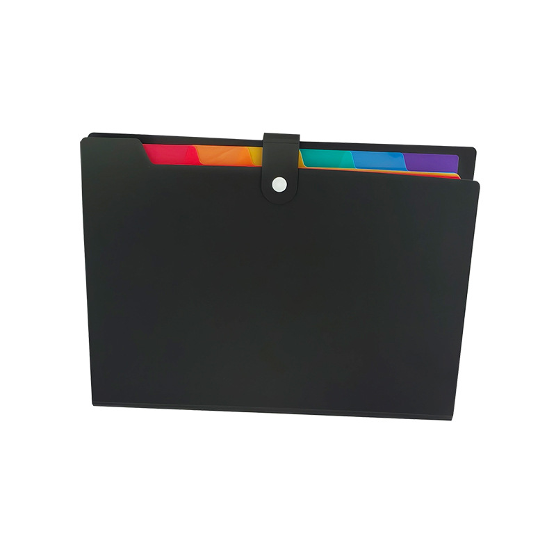 Cross-Border Amazon Folder Colorful Pp Rainbow 7-Grids Accordion Bag Office Folder Storage Desktop Organization