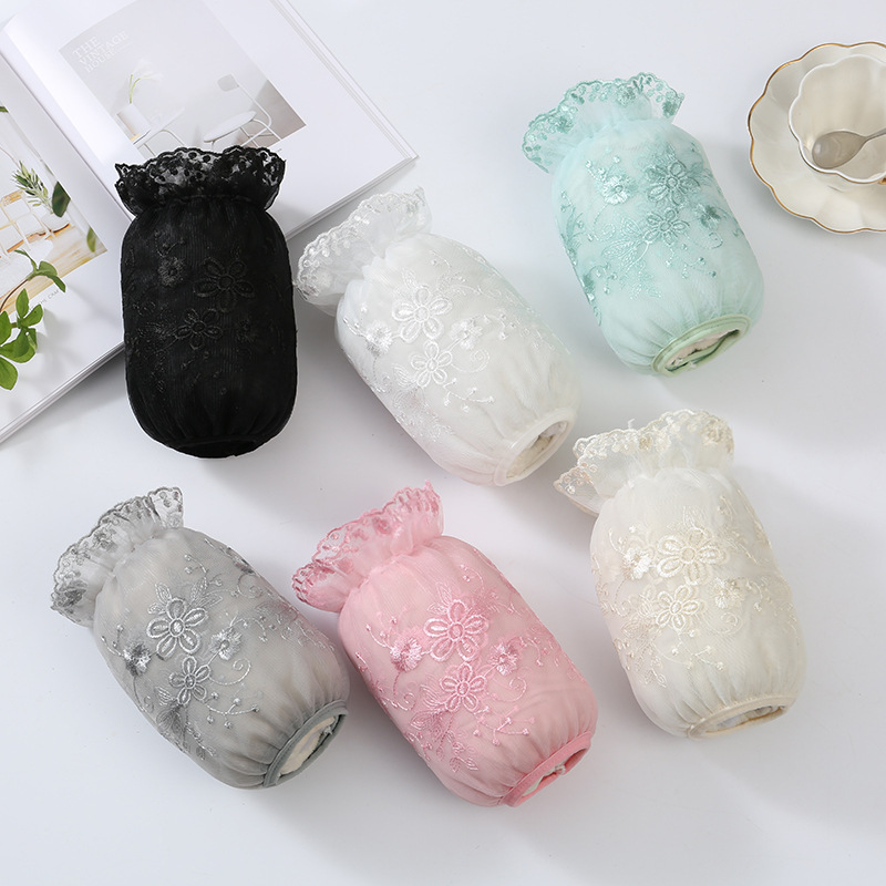 New lace oversleeve women's embroidered lace short anti-fouling down jacket oversleeve Office anti-dirty student oversleeve