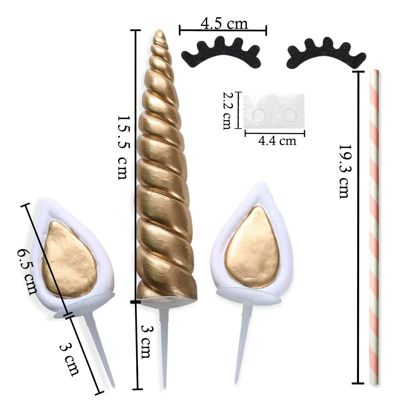 Unicorn Cake Decoration Stereo Soft Clay Horn Ears and Eyes Set Baking Decoration Insert Dessert Table Layout