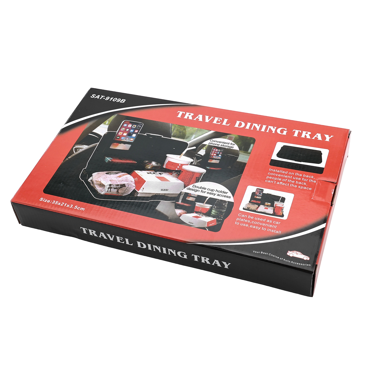 Car Dining Tray Multifunctional Folding Car Table Board Phone Holder + Snack and Drink Storage Organizer Rear Seat Dining Table