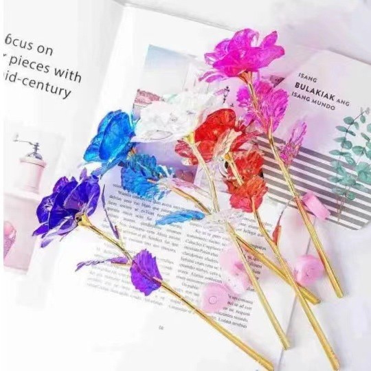 24K Gold Foil Rose for Chinese Valentine's Day, Single Carnation for Girlfriend, Gold Store Event for Teachers, Random Gift Batch