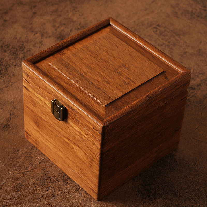 Bronze Buckle Heavy Bamboo Box Purple Sand Single Pot Tea Cup Packaging Empty Box Cultural Toy Hand-Made Antique Built Gift Box
