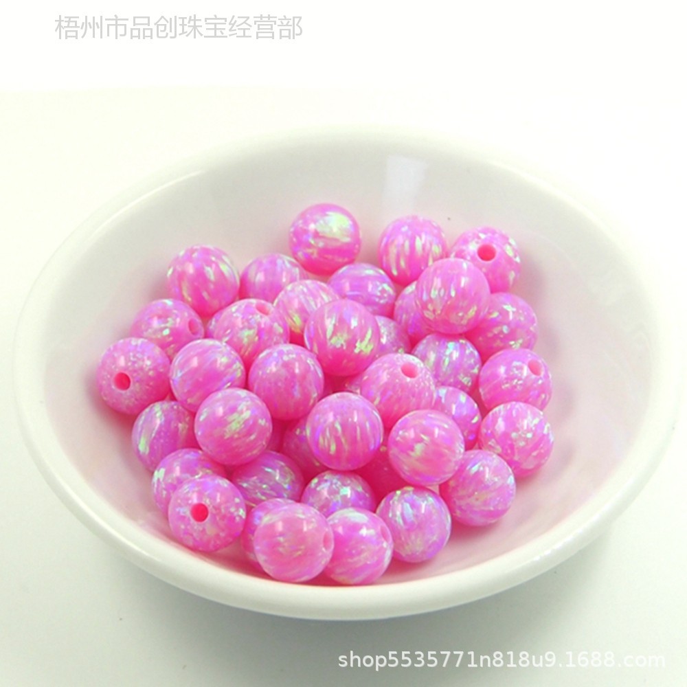 Wuzhou Gemstone Manufacturer Wholesale Colorful Opal Perforated Round Beads Synthetic Opal Opal DIY Pendant Bracelet Loose Stone