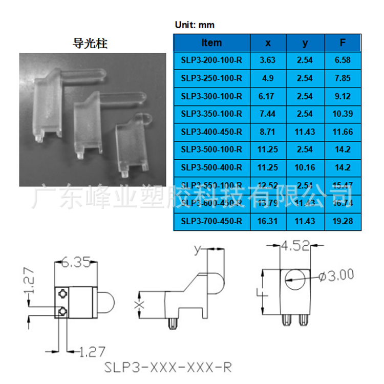 Right-angle Round Head LED Light Guide Column Light-transmitting Column Smd LED Pin Light Guide Column SLP3-XX-XX-r