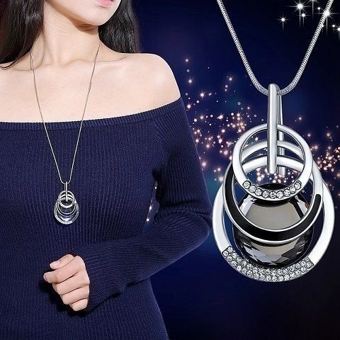 European and American Cross-border Fashion Woolen Chain Women's High-end Light Luxury Long Necklace Niche Personality All-match Autumn and Winter Jewelry Pendant