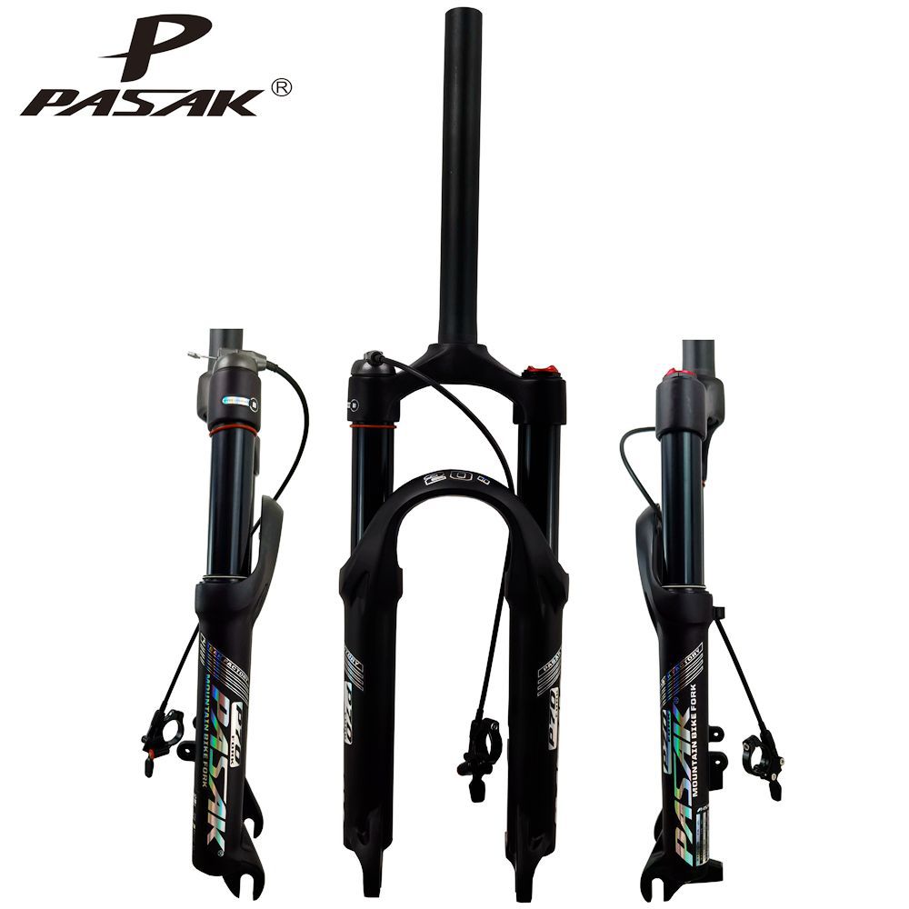 Bicycle Front Fork 20inch 24inch Mountain Air Fork Aluminum Alloy Disc Brake 100mm Quick Release Shoulder Wire Control Locking Shock Absorber