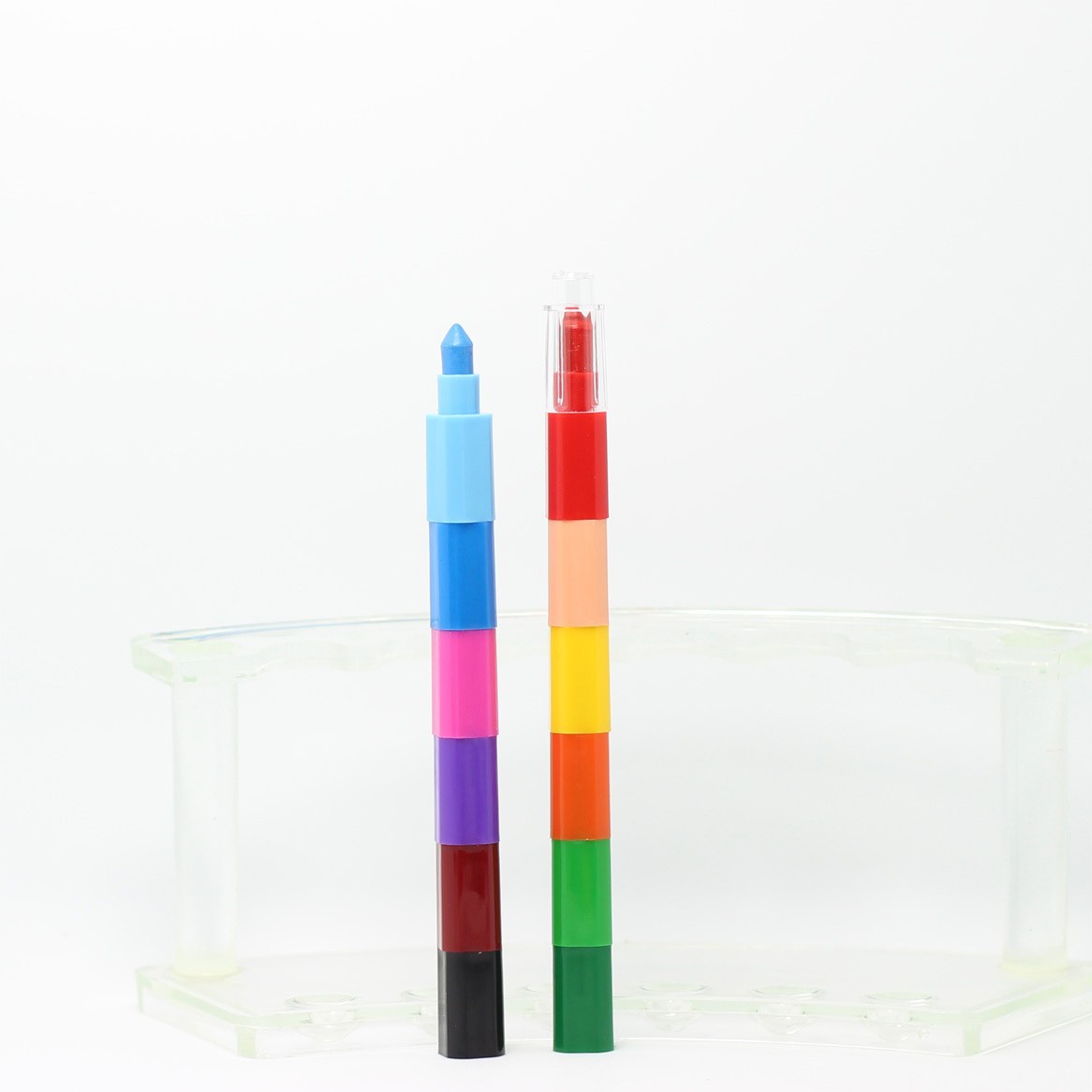 12 Rectangular Multi-Section Rainbow Crayons 587 Multi-Color Kidsren's Small Gift Brush Toys