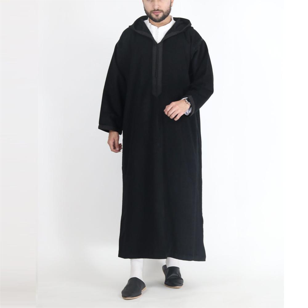 2023 New Cross-border Foreign Trade AliExpress Arab Style Long Men's Hooded Shirt Muslim Robe