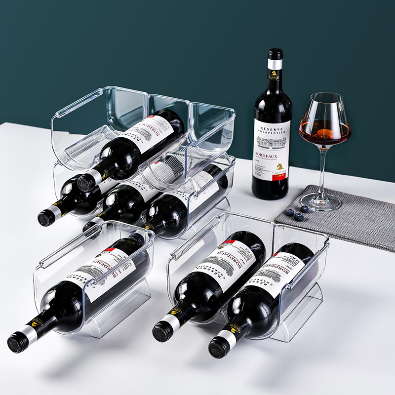 Cross-border Wine Storage Rack Household Beer Shelf Wine Storage Rack Transparent Stackable PET Food Material
