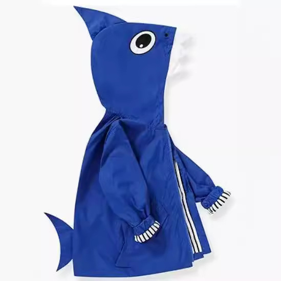 Детская весенне-осенняя одежда, среднее пальто для малышей с капюшоном в виде акулы