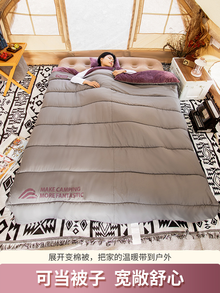 Beishanlang Fleece-Lined Four-Season Sleeping Bag for Adults Outdoor Camping Style Winter Thickeneded Cold-Proof Quilt Single Portable