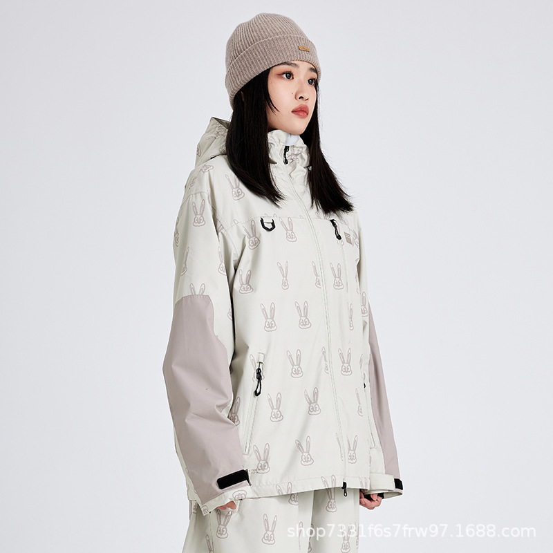 2023 new single-board ski suit women's men's waterproof windproof cold-proof professional thickened warm American coat 539