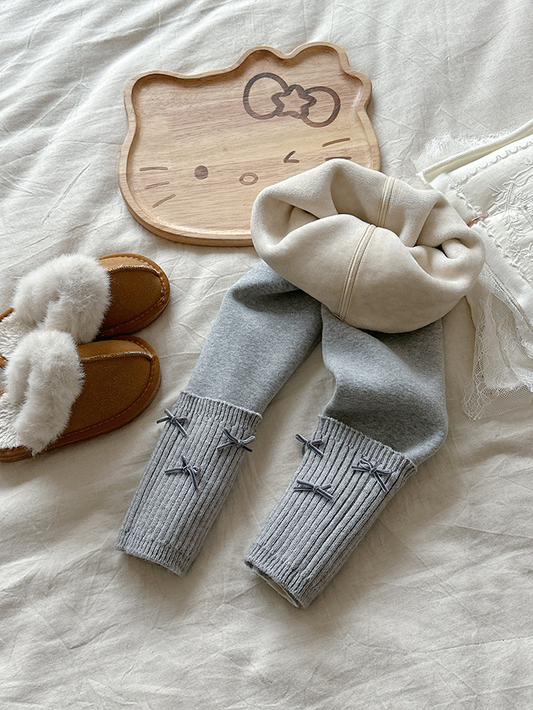 Xie Jinma Children's Clothing 2025 Winter Korean Version Seamless Patchwork Stitching 900g Thickened Leggings Girls' Versatile Pants