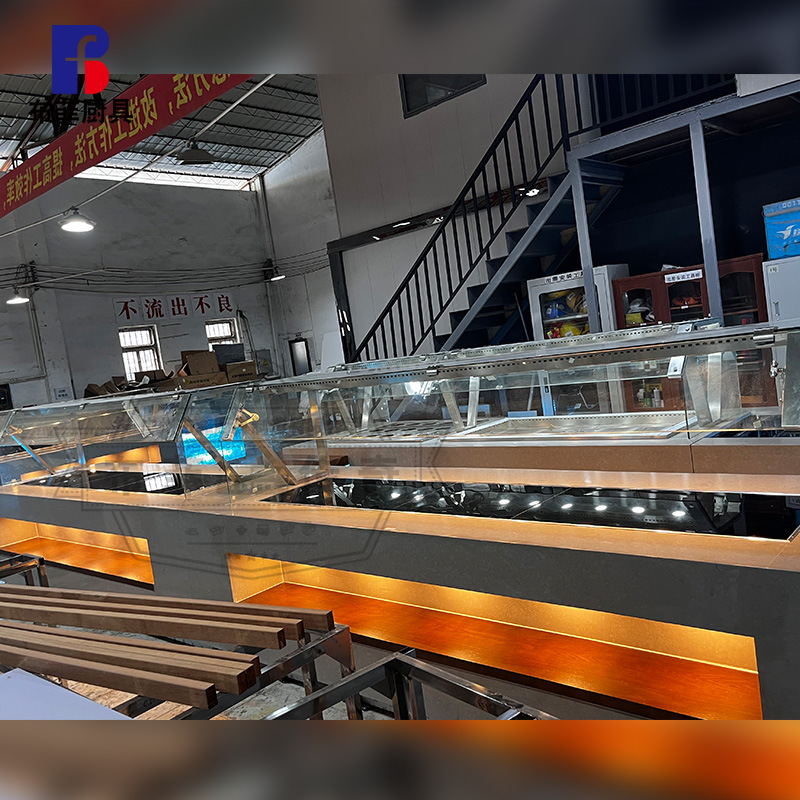 Manufacturer Designs and Customizes Hotel Catering Export to the United States Luminous Water Heat Insulation Refrigeration Dishware Warehouse Integrated Dining Table