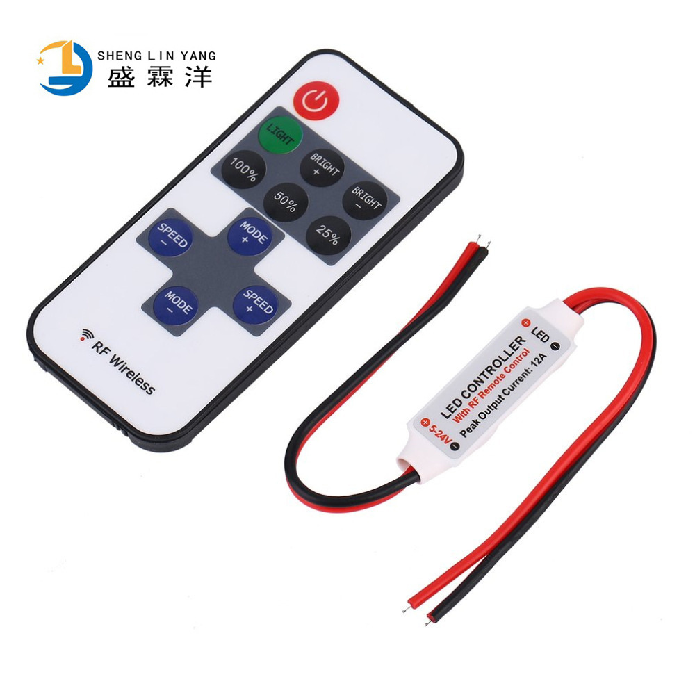 монохромный контроллер RF11 ключ монохромная световая лента 5-24v RF пульт дистанционного управления светодиодный диммер 12A