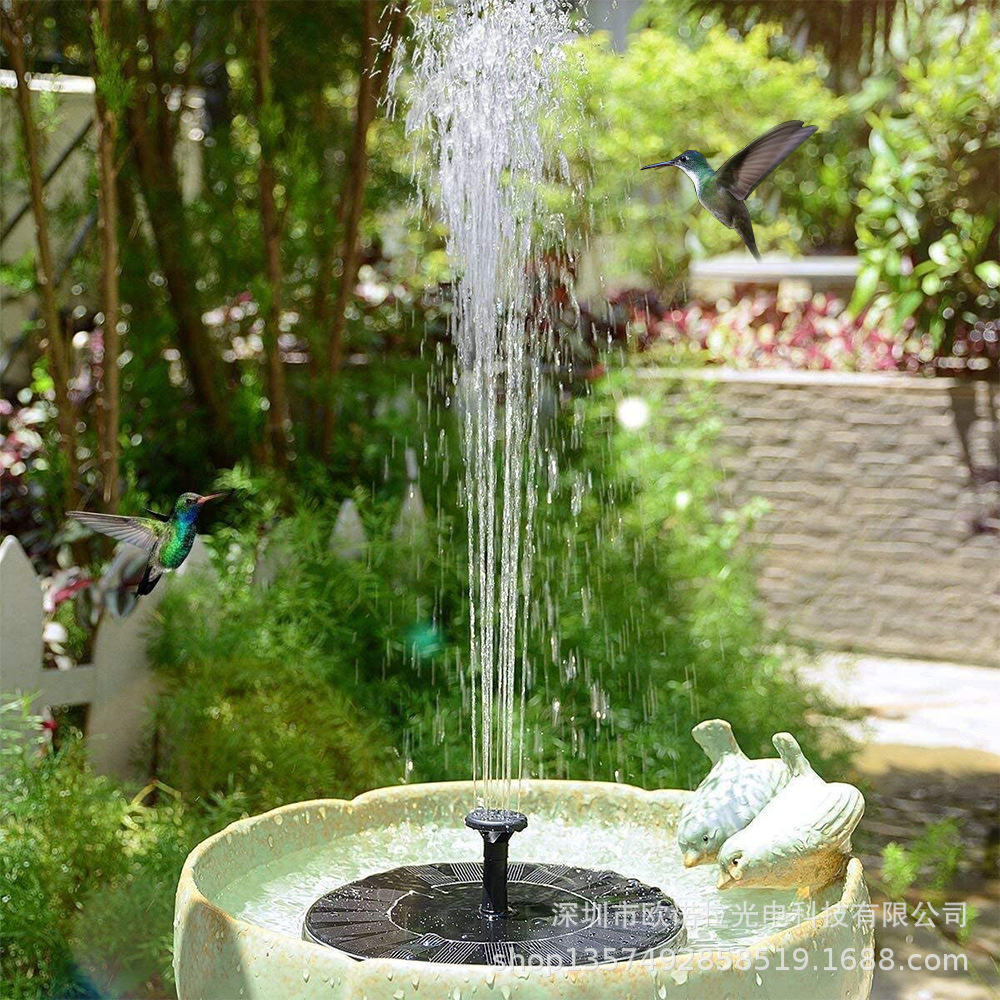 Simple solar fountain outdoor suspension rockery pool scenic spot park power storage belt LED fountain lights