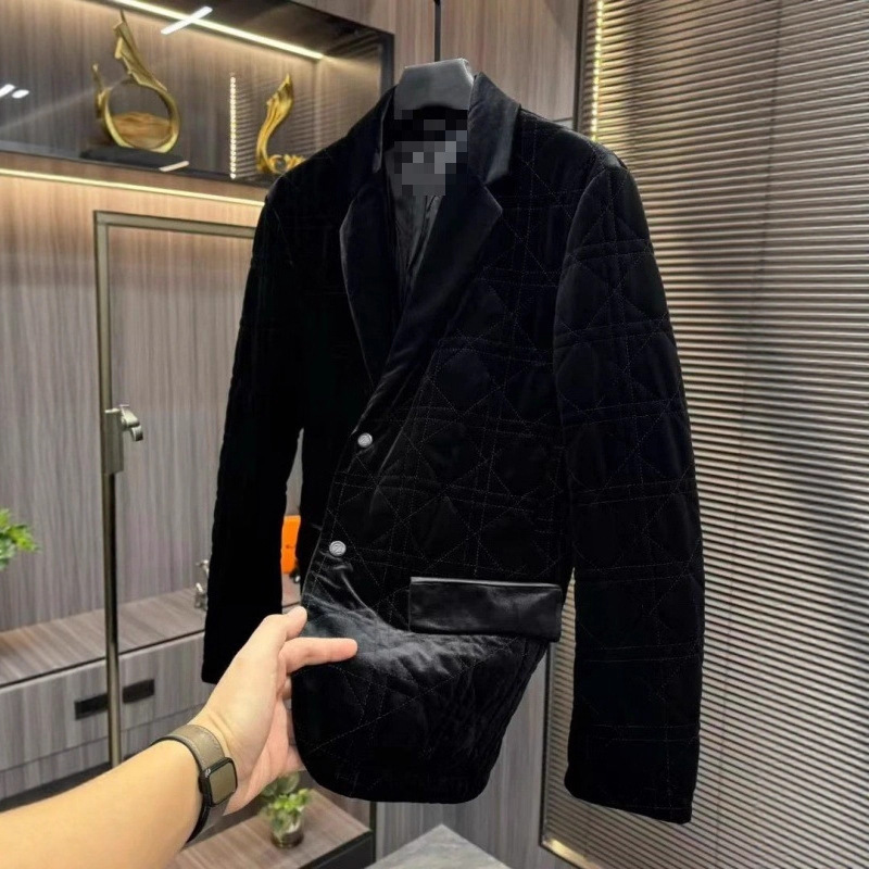 Универсальный золотой бархатный деловой приталенный мужской пиджак легкой роскоши для осени и зимы