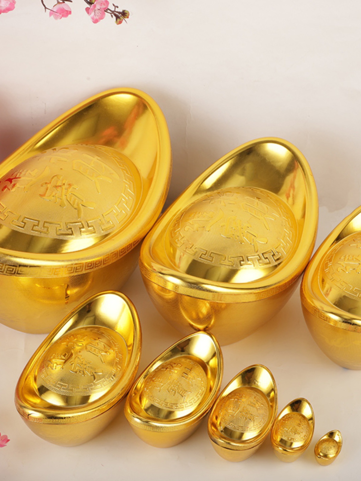 Gold Ingot Ornaments Home Candy Box Spring Festival New Year Decorations Props Plastic Hollow Artificial Large Ingot