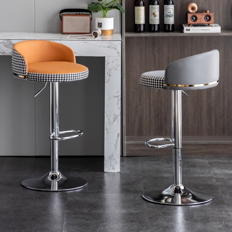 Bar Chair Light Luxury Bar Chair Lifting Rotating Modern Simple High Stool Home Backrest Reception Cashier Bar Stool