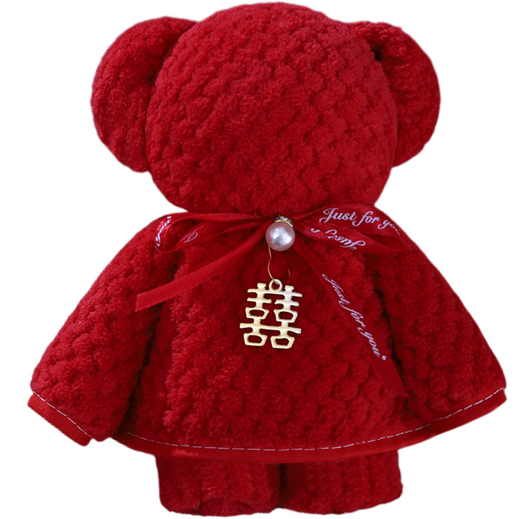 Wedding creative bear towel wedding companion gift bridesmaid red wedding gift gift box logo wholesale